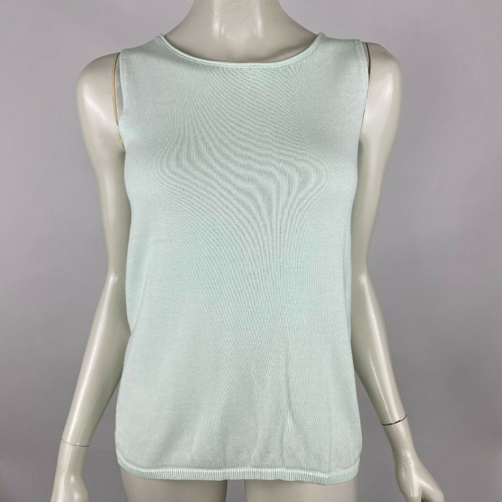 Eileen Fisher Knit Tank Top Scoop Neck Sleeveless Tunic Stretch Mint Women PS
